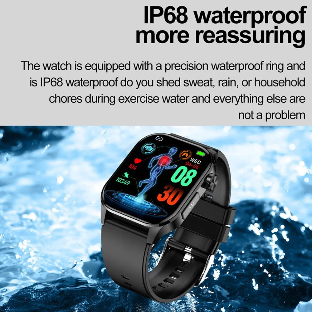 ET580 2.04" AMOLED Screen ECG Health Monitor Smart Watch, Silicone Strap - Black - 7