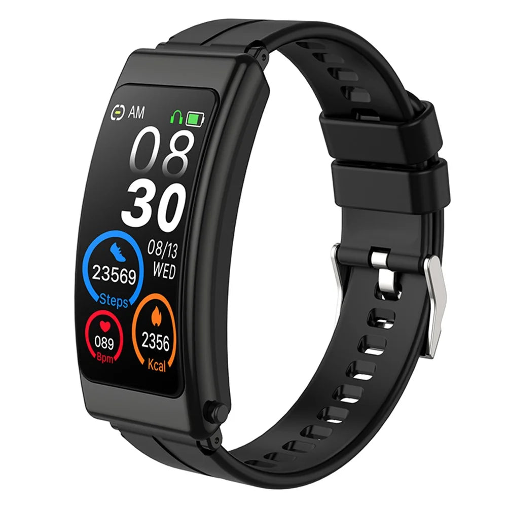K13 2-in-1 Smart Watch Bluetooth-compatible Earphone Health Monitor Sports Bracelet, Silicone Strap - Black - 1
