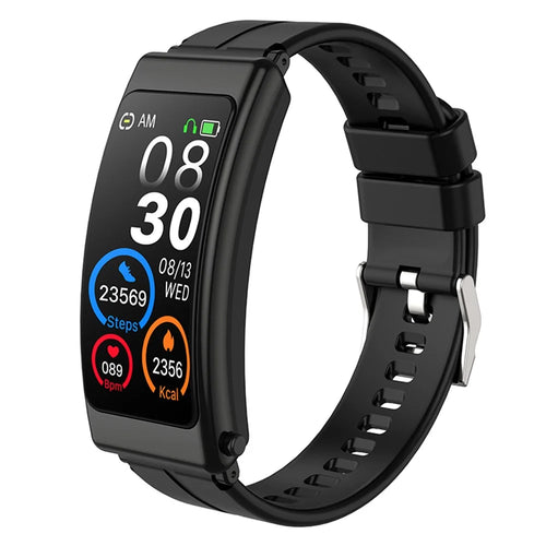 K13 2-in-1 Smart Watch Bluetooth-compatible Earphone Health Monitor Sports Bracelet, Silicone Strap - Black - 1