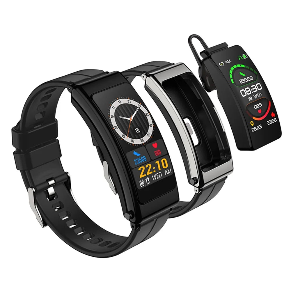 K13 2-in-1 Smart Watch Bluetooth-compatible Earphone Health Monitor Sports Bracelet, Silicone Strap - Black - 2