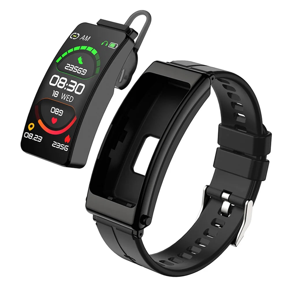 K13 2-in-1 Smart Watch Bluetooth-compatible Earphone Health Monitor Sports Bracelet, Silicone Strap - Black - 3