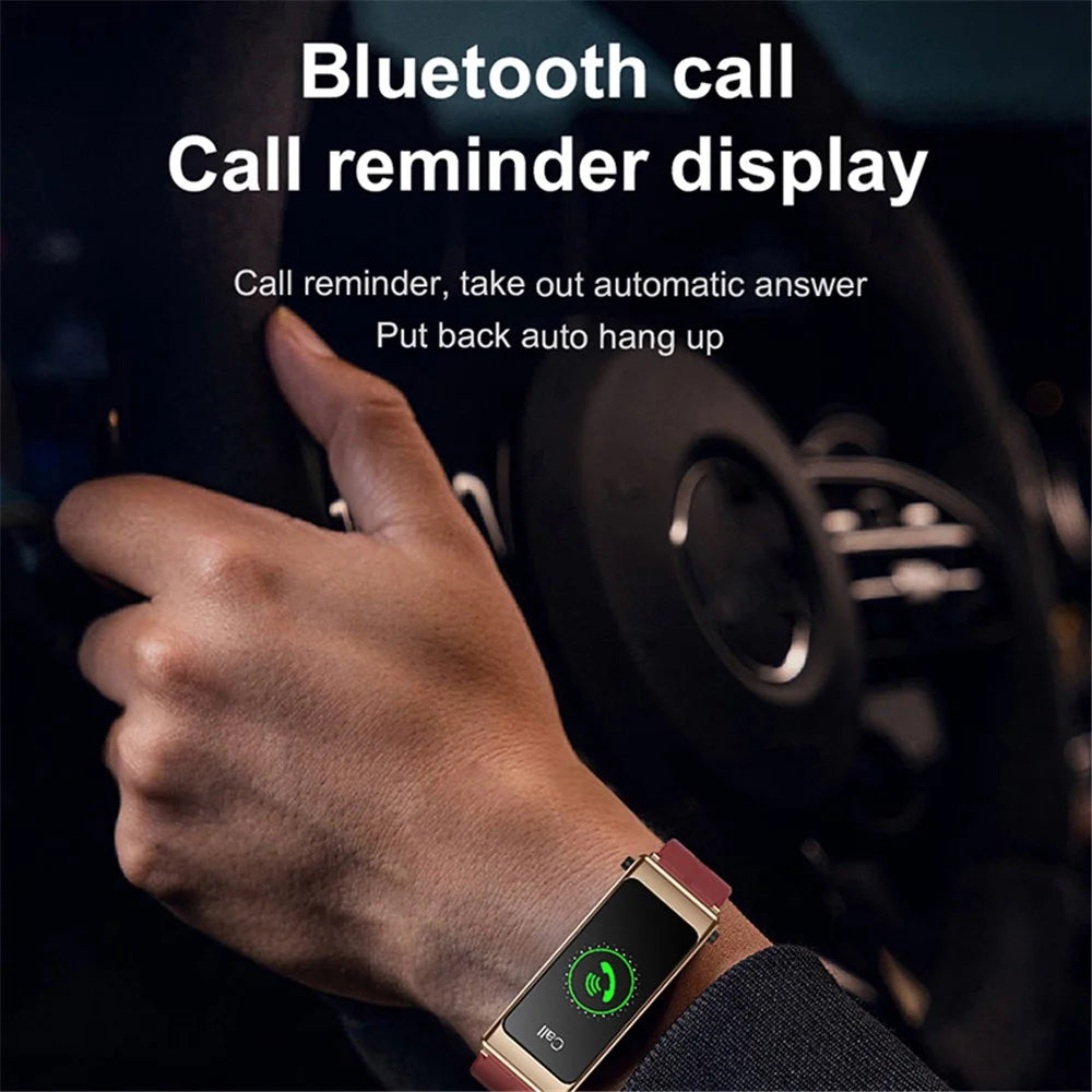 K13 2-in-1 1.14-inch Smart Watch Bluetooth-compatible Earphone Sports Bracelet, Leather Strap - Black - 3