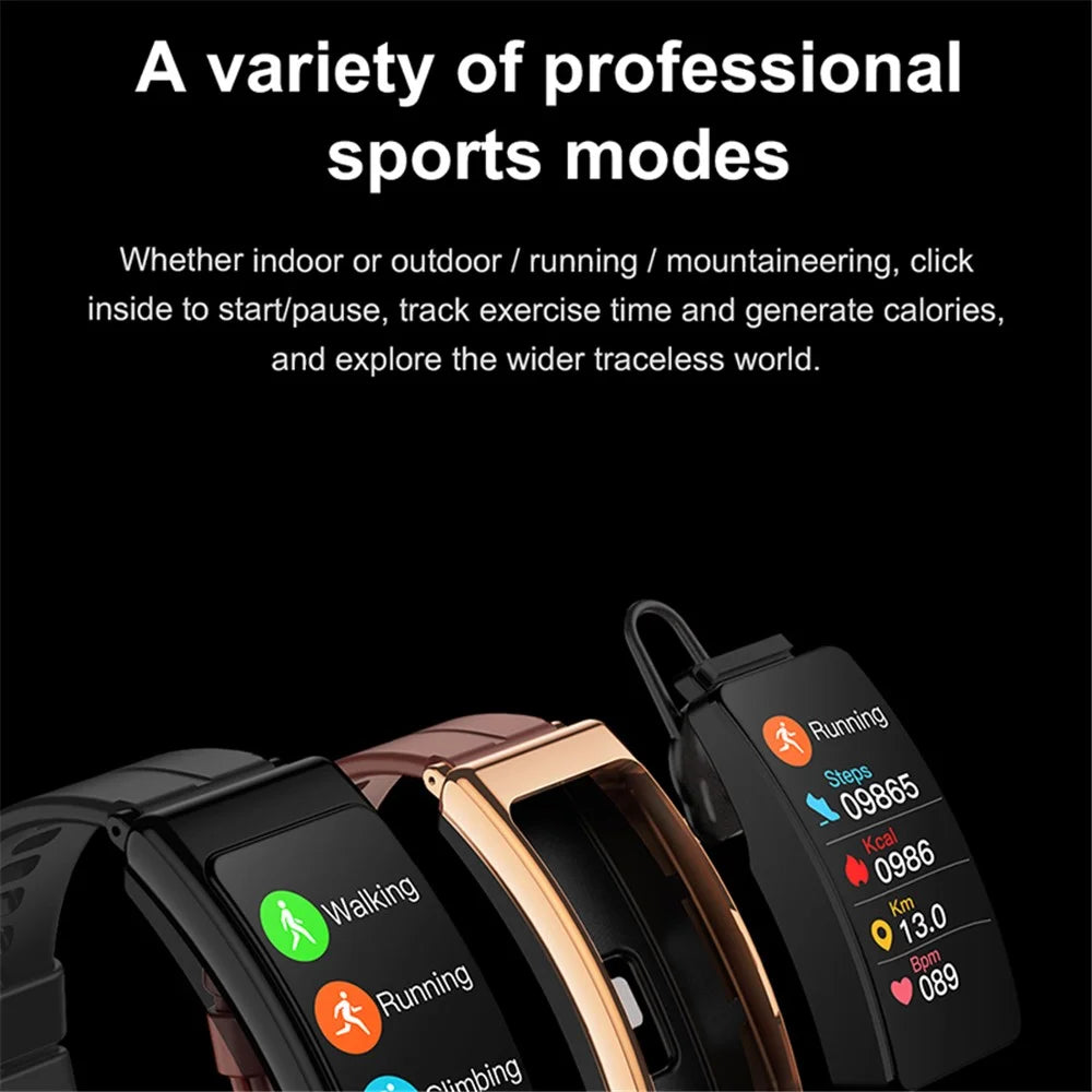 K13 2-in-1 1.14-inch Smart Watch Bluetooth-compatible Earphone Sports Bracelet, Leather Strap - Black - 4