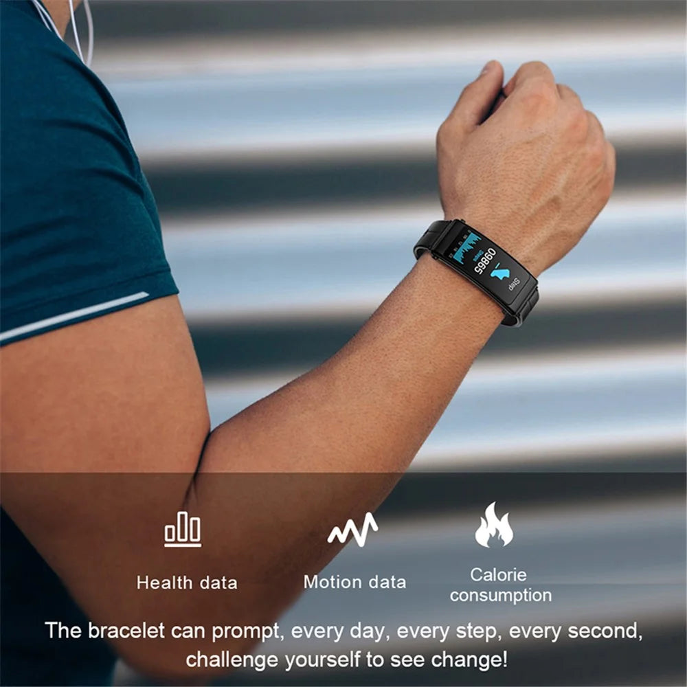K13 2-in-1 1.14-inch Smart Watch Bluetooth-compatible Earphone Sports Bracelet, Leather Strap - Black - 5