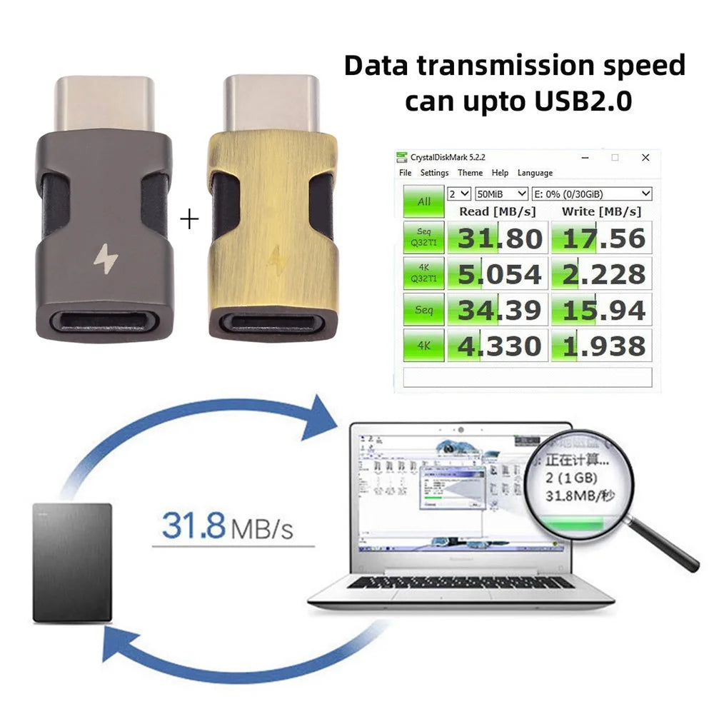 U2-058-LT021 2Pcs / Set USB-C Male to 8P Female Adapter 480Mbps Data Transfer (Gold+Dark Grey) - 4