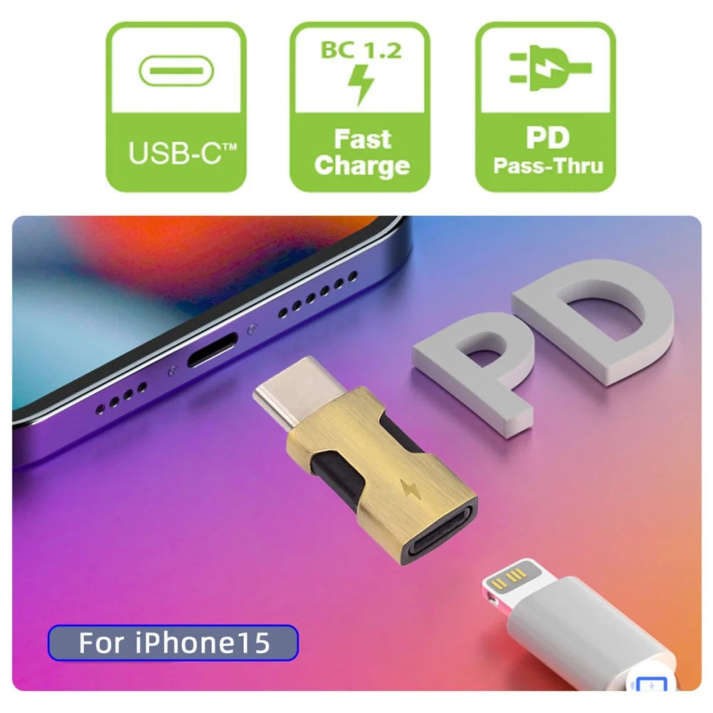 U2-058-LT021 2Pcs / Set USB-C Male to 8P Female Adapter 480Mbps Data Transfer (Gold+Dark Grey) - 5