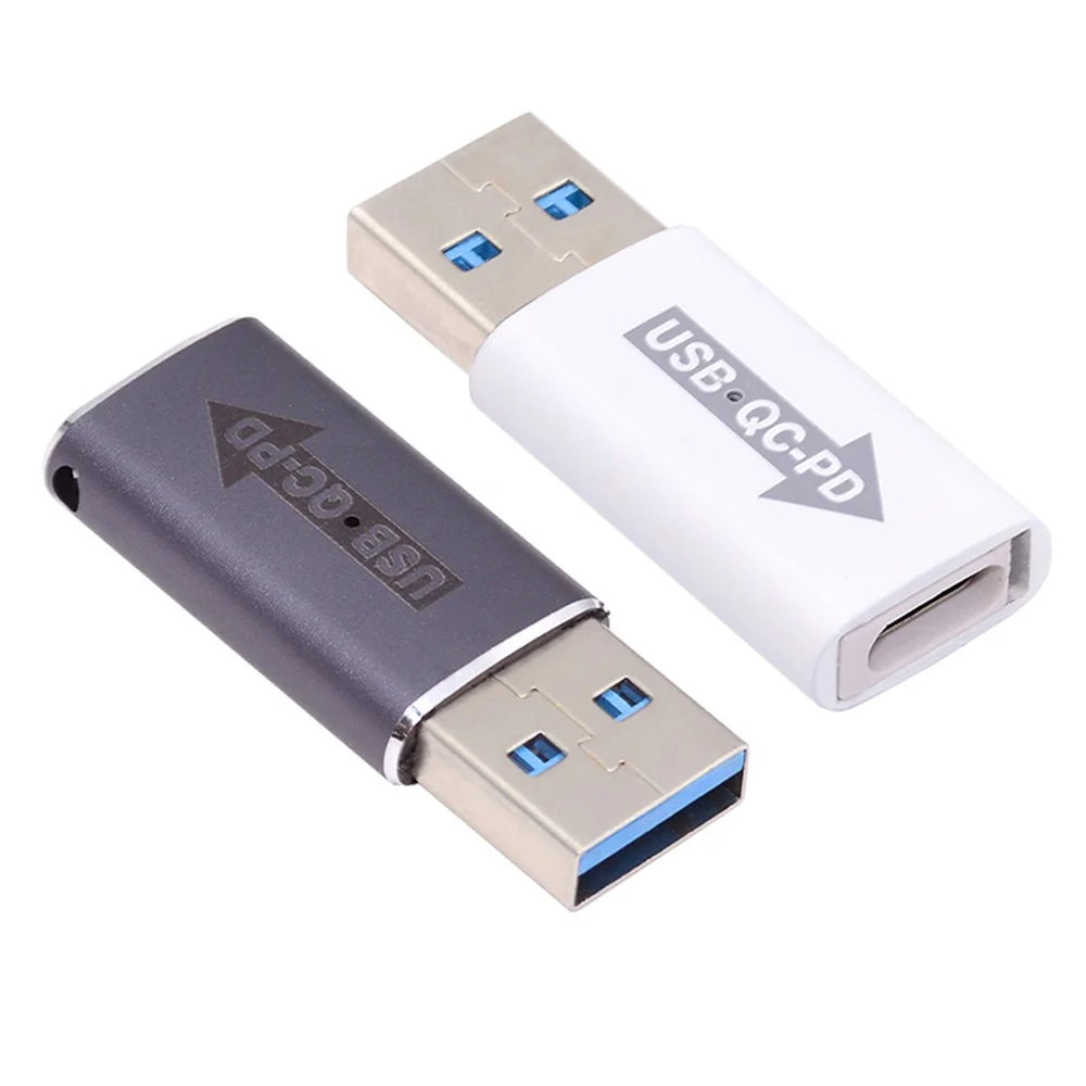 UC-167-QC 2PCS USB 2.0 QC Male to PD Type-C Female Adapters with LED Light - 1