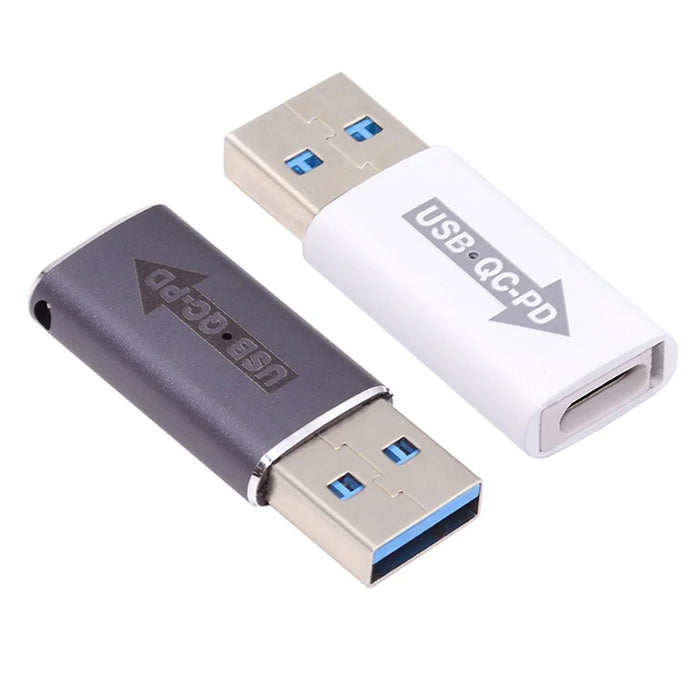 UC-167-QC 2PCS USB 2.0 QC Male to PD Type-C Female Adapters with LED Light - 1