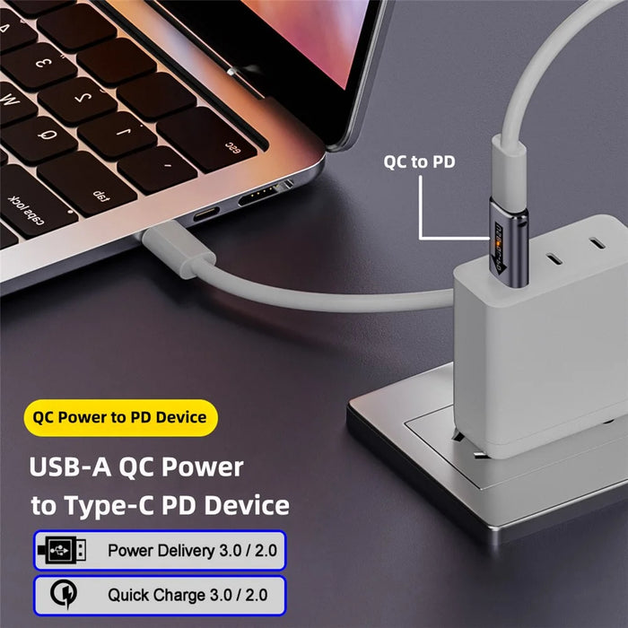 UC-167-QC 2PCS USB 2.0 QC Male to PD Type-C Female Adapters with LED Light - 3