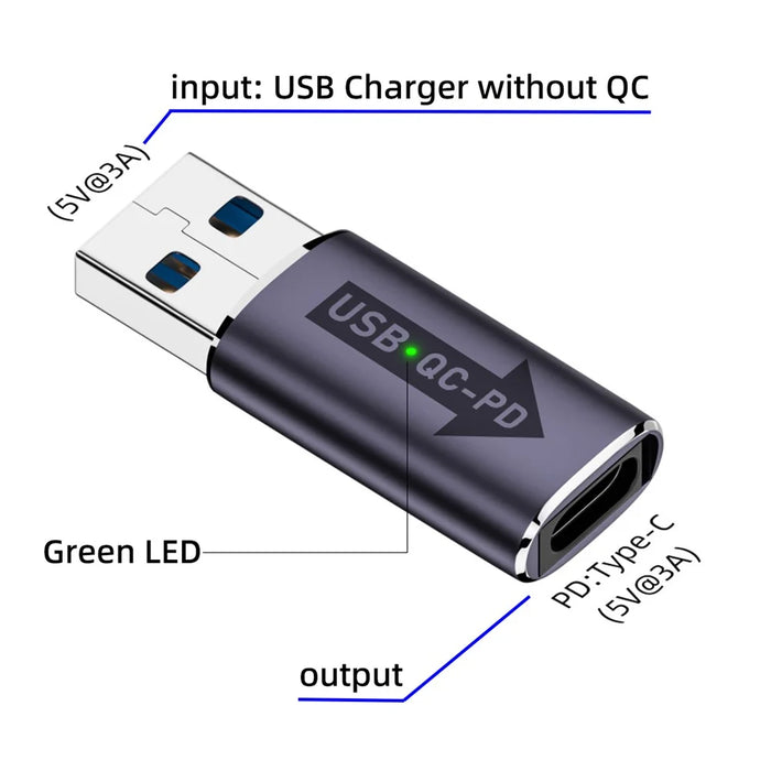 UC-167-QC 2PCS USB 2.0 QC Male to PD Type-C Female Adapters with LED Light - 4