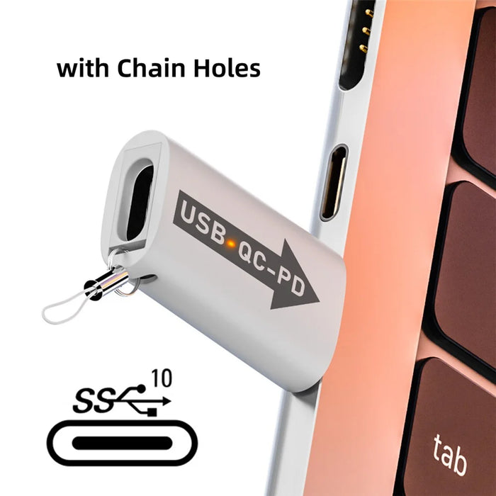 UC-167-QC 2PCS USB 2.0 QC Male to PD Type-C Female Adapters with LED Light - 6