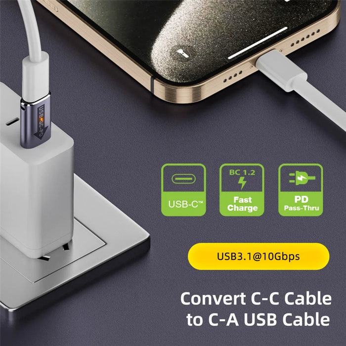 UC-167-QC 2PCS USB 2.0 QC Male to PD Type-C Female Adapters with LED Light - 7