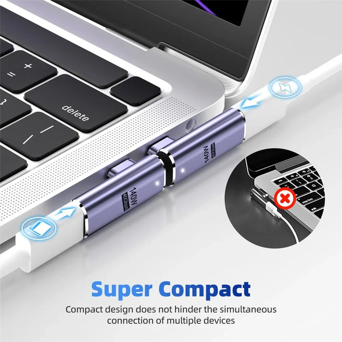 Magnetic USB4 Type-C Front Elbow Converter 40Gbps 140W 5A Fast Charging OTG Adapter - 7