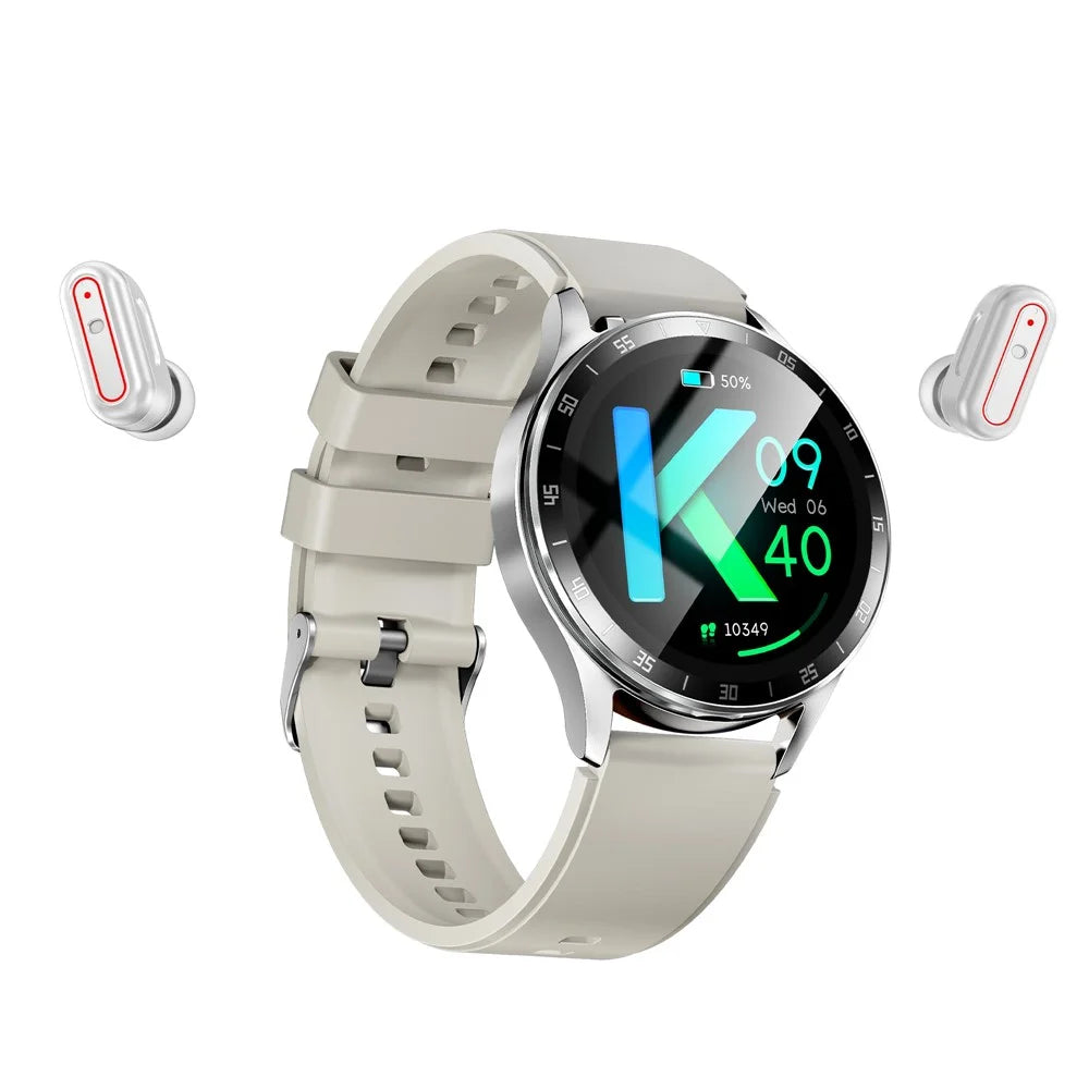 X10 2-in-1 1.39-inch Smart Watch with Earbuds, Flip Cover Version - Silver - 1