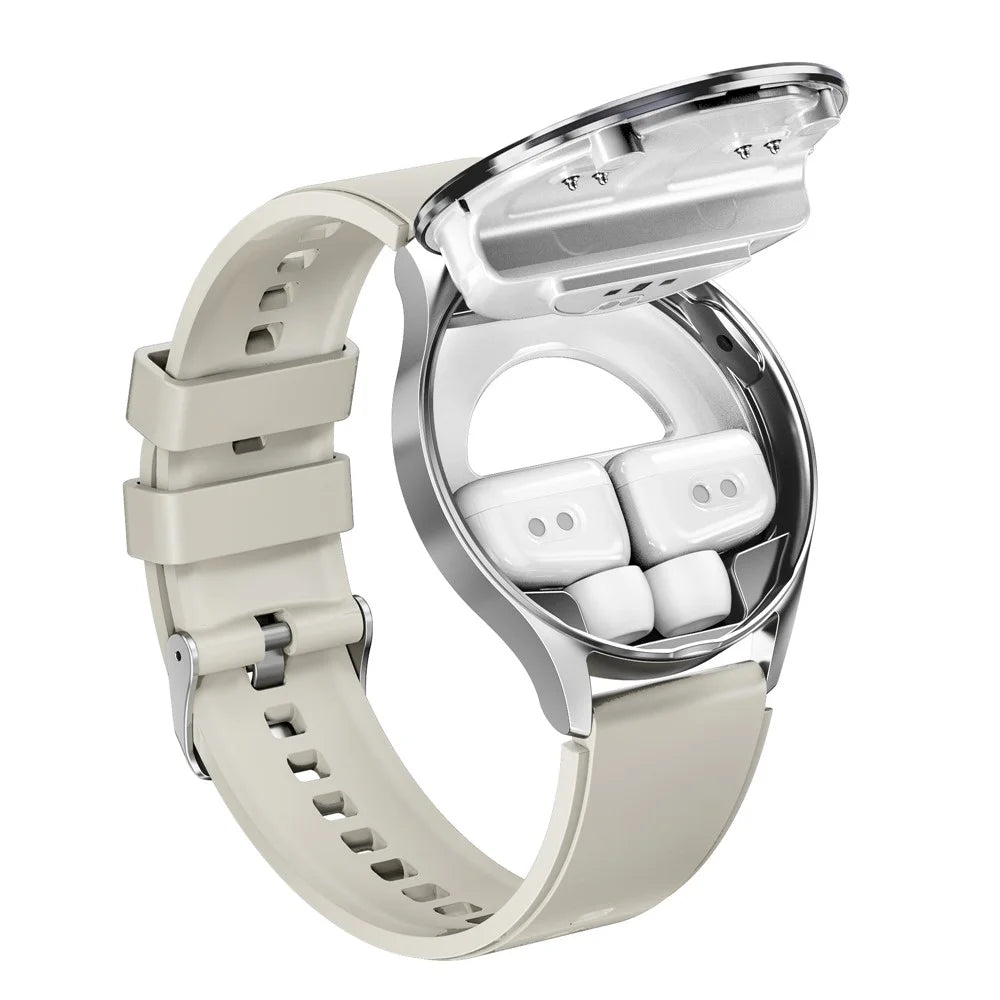 X10 2-in-1 1.39-inch Smart Watch with Earbuds, Flip Cover Version - Silver - 3