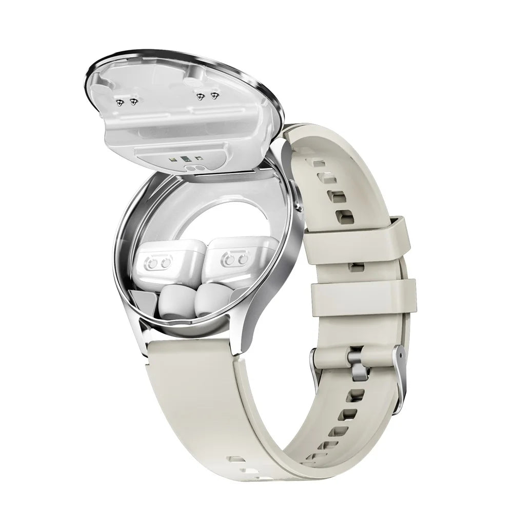 X10 2-in-1 1.39-inch Smart Watch with Earbuds, Flip Cover Version - Silver - 4