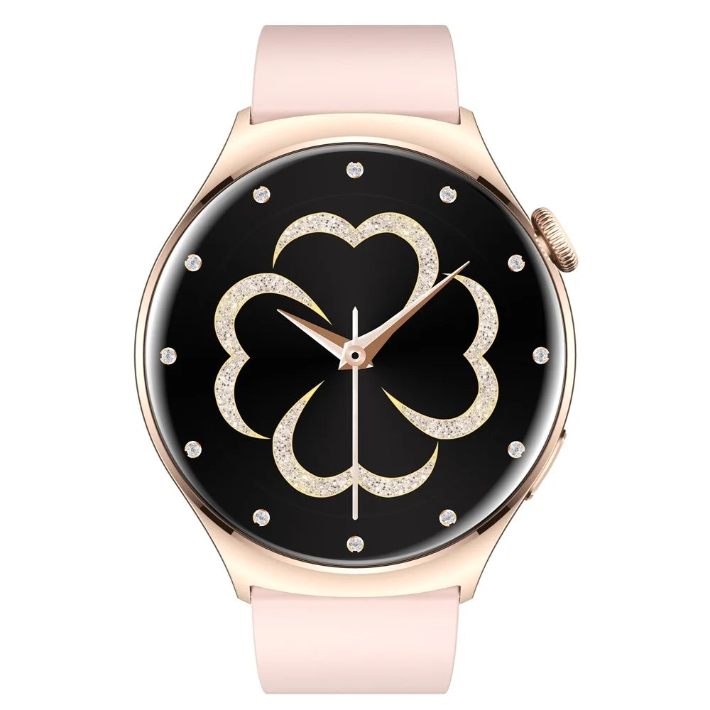 QX10 1.43" AMOLED Display Bluetooth-compatible Calling Health Monitoring Smart Watch - Pink / Gold - 2