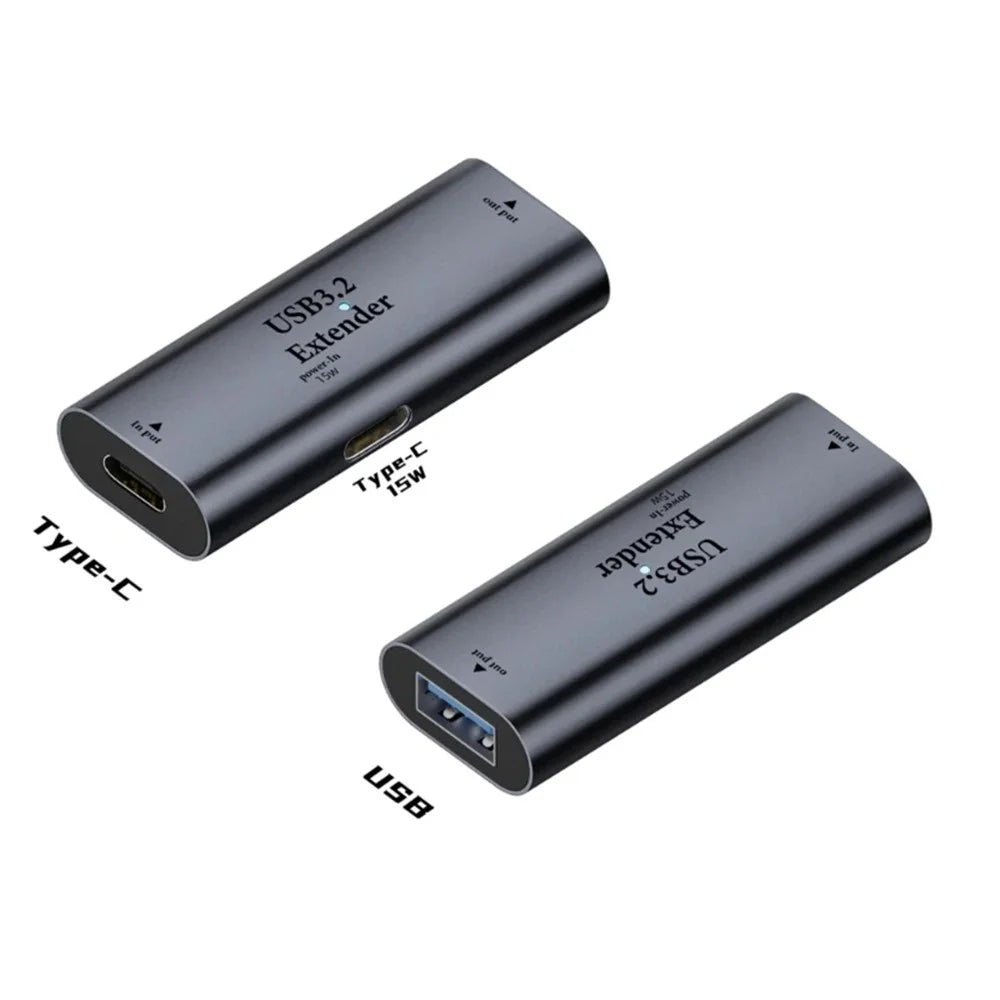 10m Transmission Type-C to USB Signal Amplifier 15W Power Supply Extender - 2