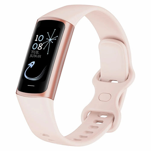 C68 1.1" Slim Fitness Tracker Bracelet Watch with Heart Rate Health Monitoring  - Gold / Pink - 1