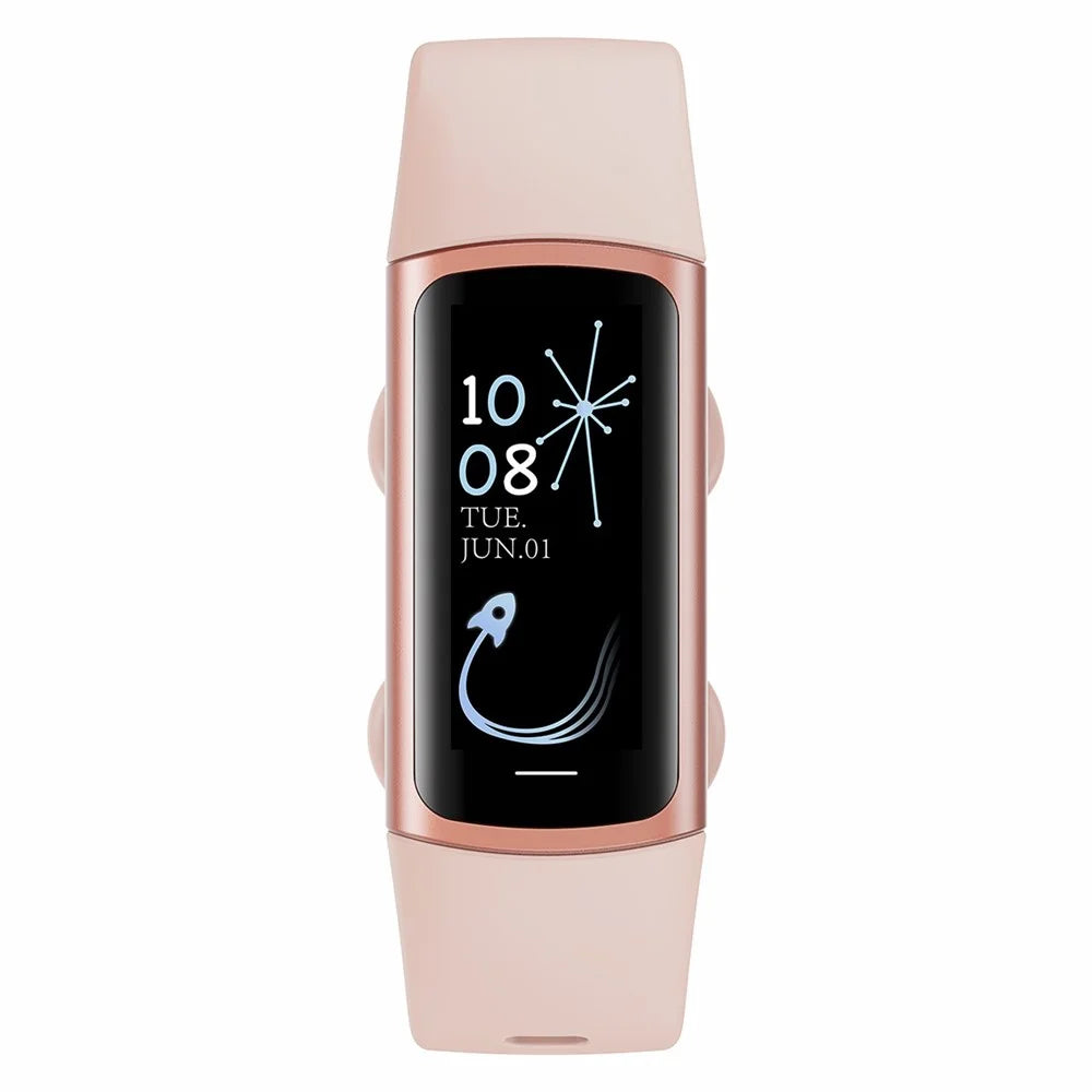 C68 1.1" Slim Fitness Tracker Bracelet Watch with Heart Rate Health Monitoring  - Gold / Pink - 3