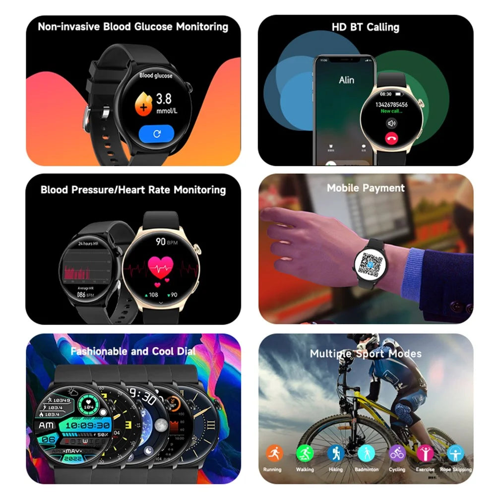 MX16 1.43-inch Round Screen Bluetooth-compatible Calling Health Monitor Smart Watch - Black - 6