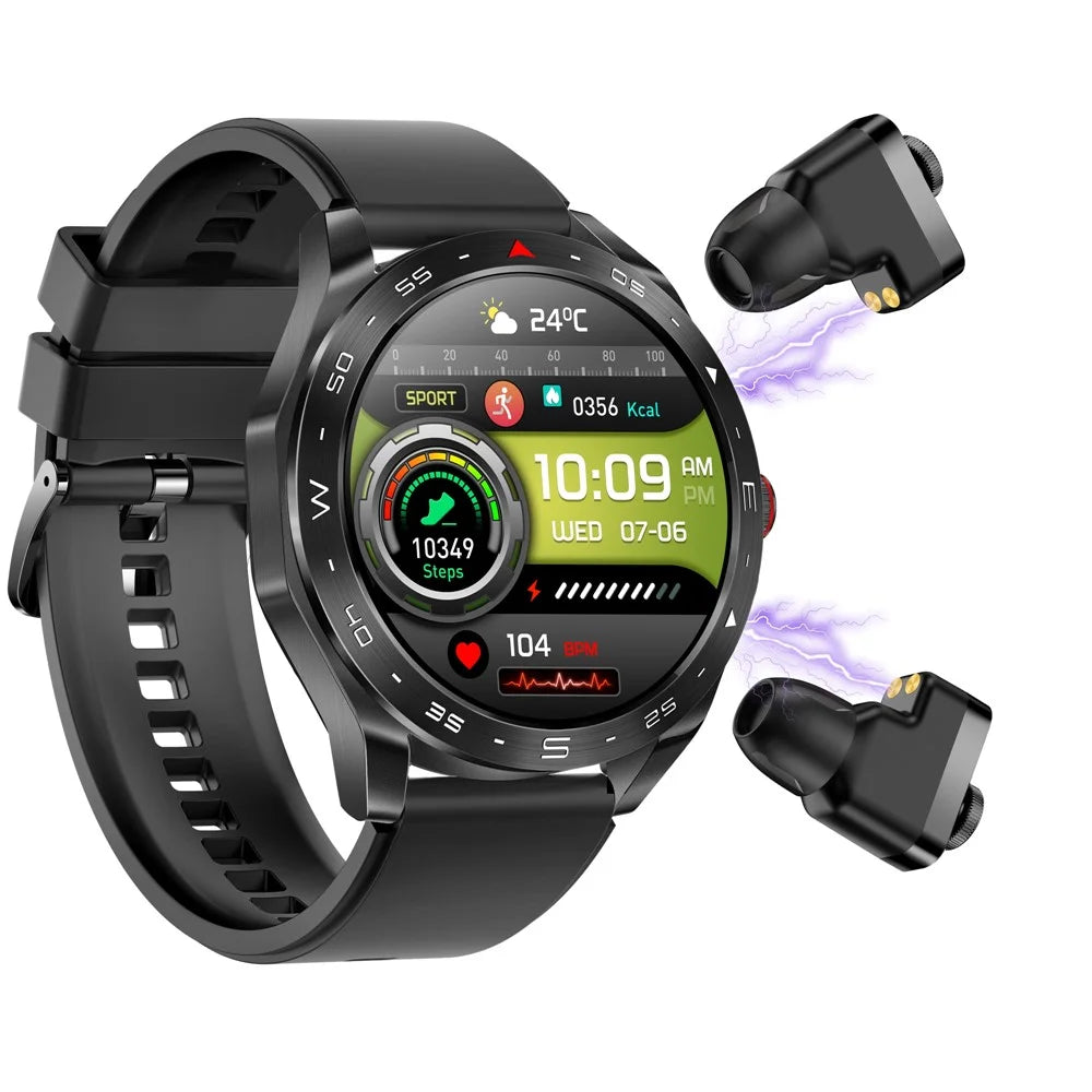 T95 2-in-1 1.52-inch IPS Screen Smart Watch Waterproof Bluetooth-compatible Call TWS Earphones - Black - 3