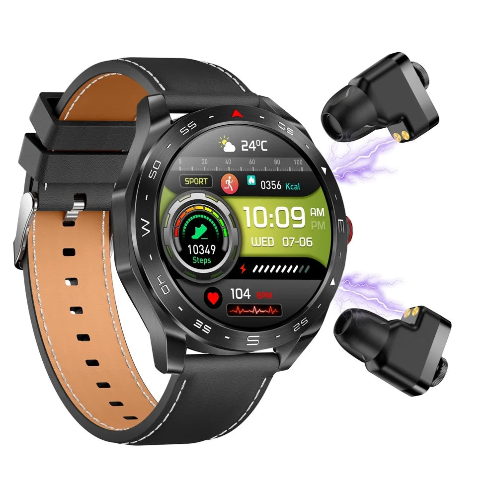 T95 2-in-1 1.52-inch IPS Screen Smart Watch Waterproof Bluetooth-compatible Call TWS Earphones - Black - 4