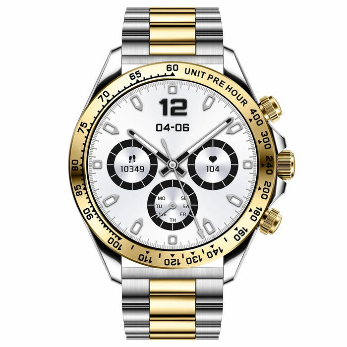 AK63 Bluetooth-compatible Call AMOLED Screen Smart Watch Bracelet with Steel Strap - Gold+Silver - 3