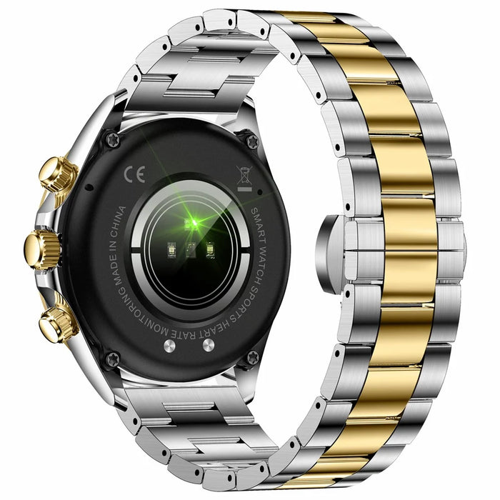AK63 Bluetooth-compatible Call AMOLED Screen Smart Watch Bracelet with Steel Strap - Gold+Silver - 4