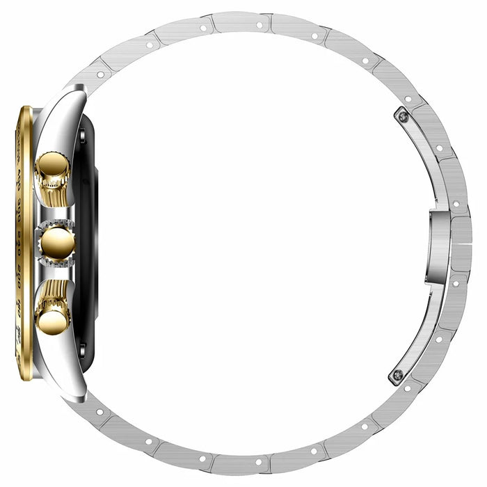 AK63 Bluetooth-compatible Call AMOLED Screen Smart Watch Bracelet with Steel Strap - Gold+Silver - 5