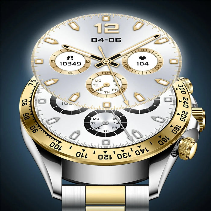 AK63 Bluetooth-compatible Call AMOLED Screen Smart Watch Bracelet with Steel Strap - Gold+Silver - 6
