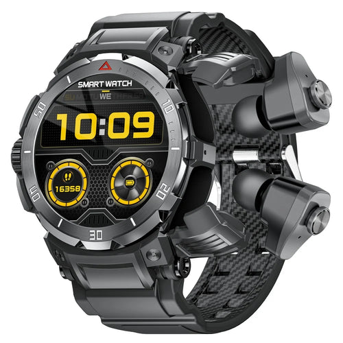 GT100pro 2-in-1 1.46-inch Health Monitoring Smart Watch TWS Bluetooth-compatible Earbuds - Black - 1