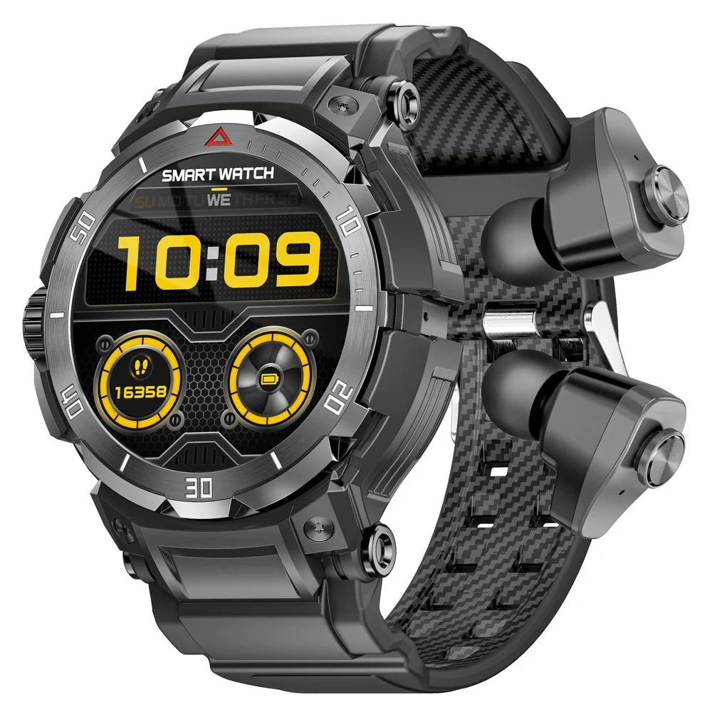 GT100pro 2-in-1 1.46-inch Health Monitoring Smart Watch TWS Bluetooth-compatible Earbuds - Black - 3