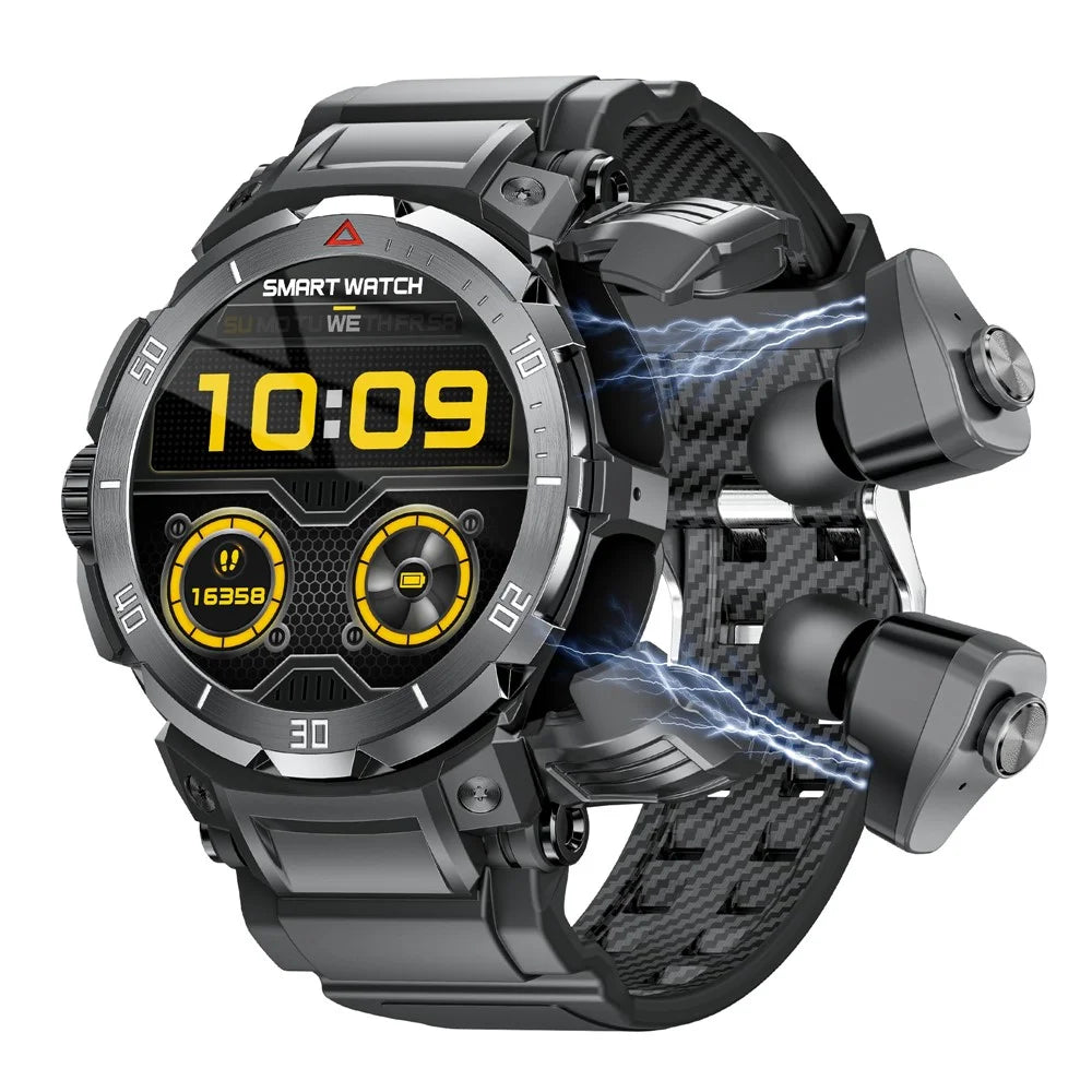 GT100pro 2-in-1 1.46-inch Health Monitoring Smart Watch TWS Bluetooth-compatible Earbuds - Black - 5
