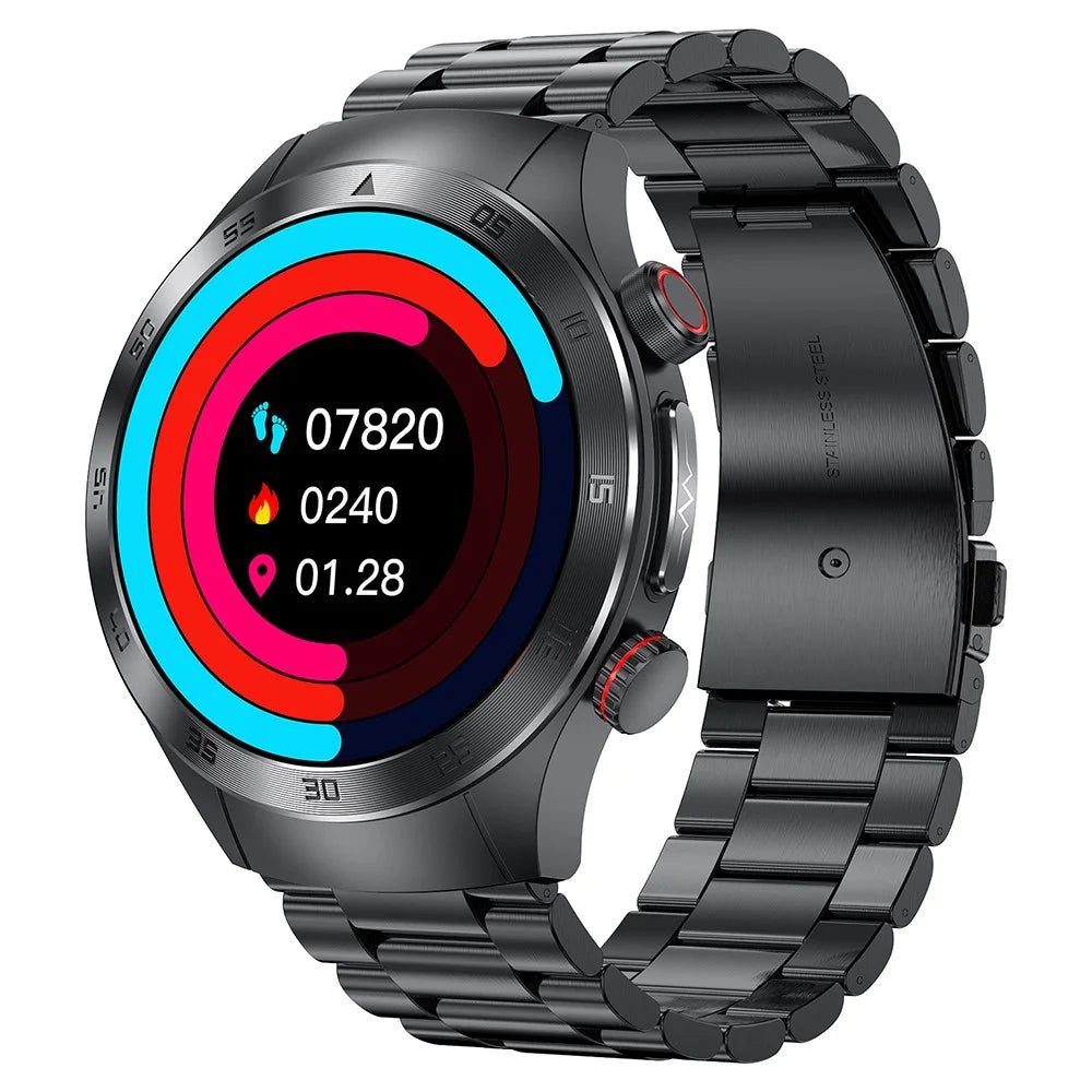 E800 1.43’’ AMOLED Display Smart Watch with Steel Strap IP68 Waterproof Sport Watch - 1