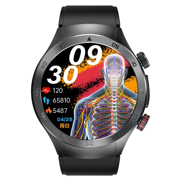 E800 1.49-inch AMOLED Screen Bluetooth-compatible Call Laser Therapy ECG Smart Watch, Silicone Strap - Black - 2