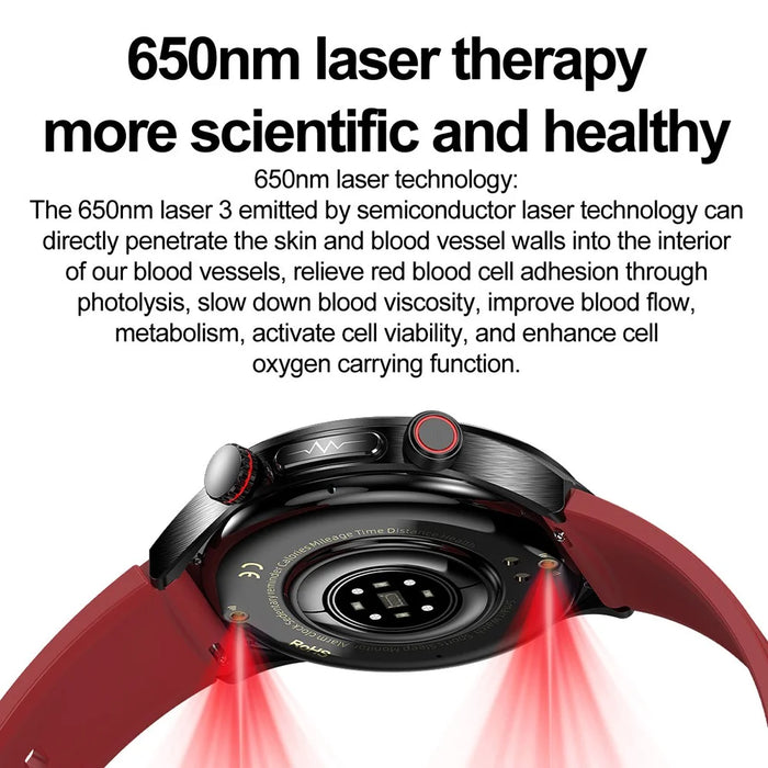 E800 1.49-inch AMOLED Screen Bluetooth-compatible Call Laser Therapy ECG Smart Watch, Silicone Strap - Black - 4
