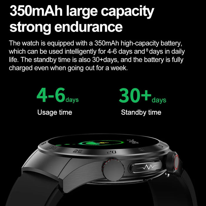 E800 1.49-inch AMOLED Screen Bluetooth-compatible Call Laser Therapy ECG Smart Watch, Silicone Strap - Black - 7