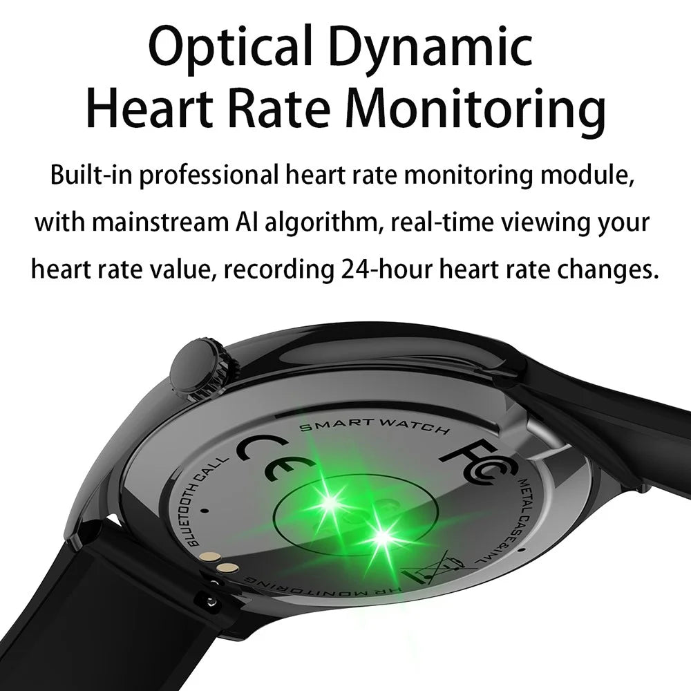 MT55 1.43-inch AMOLED Screen Heart Rate Sleep Monitor Sports Tracker Smart Watch, Leather Strap - Black - 6