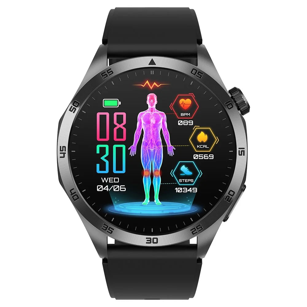 ET485 1.43-inch AMOLED Screen Bluetooth-compatible Call Health Monitoring ECG Smart Watch, Silicone Strap - Black - 2