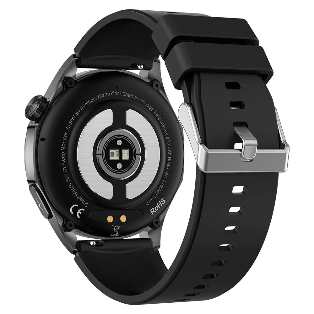 ET485 1.43-inch AMOLED Screen Bluetooth-compatible Call Health Monitoring ECG Smart Watch, Silicone Strap - Black - 3