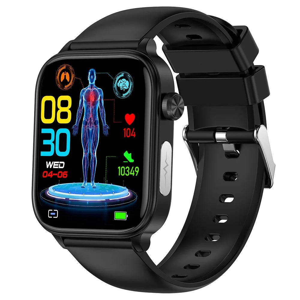 ET570 1.96" Smart Watch Bluetooth-compatible Call Heart Rate Fitness Tracker with Silicone Strap - Black - 1