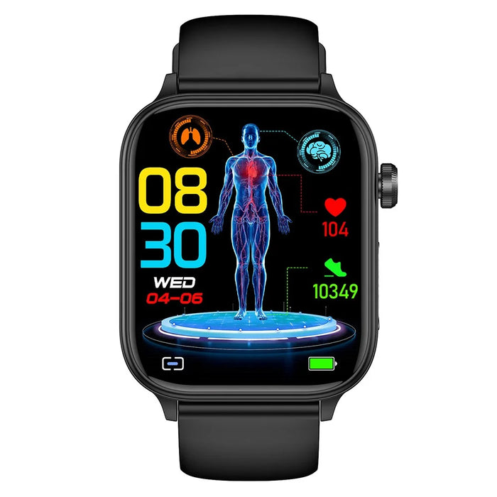 ET570 1.96" Smart Watch Bluetooth-compatible Call Heart Rate Fitness Tracker with Silicone Strap - Black - 2