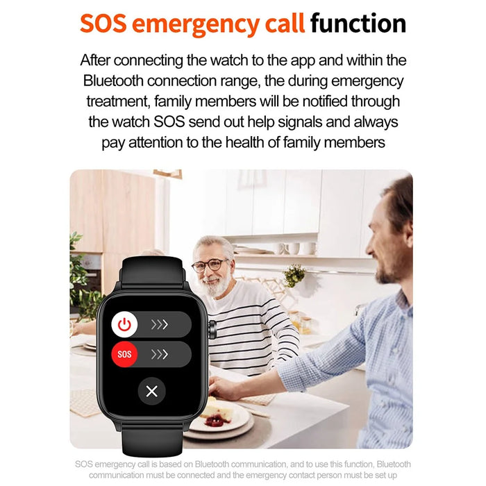 ET570 1.96" Smart Watch Bluetooth-compatible Call Heart Rate Fitness Tracker with Silicone Strap - Black - 7
