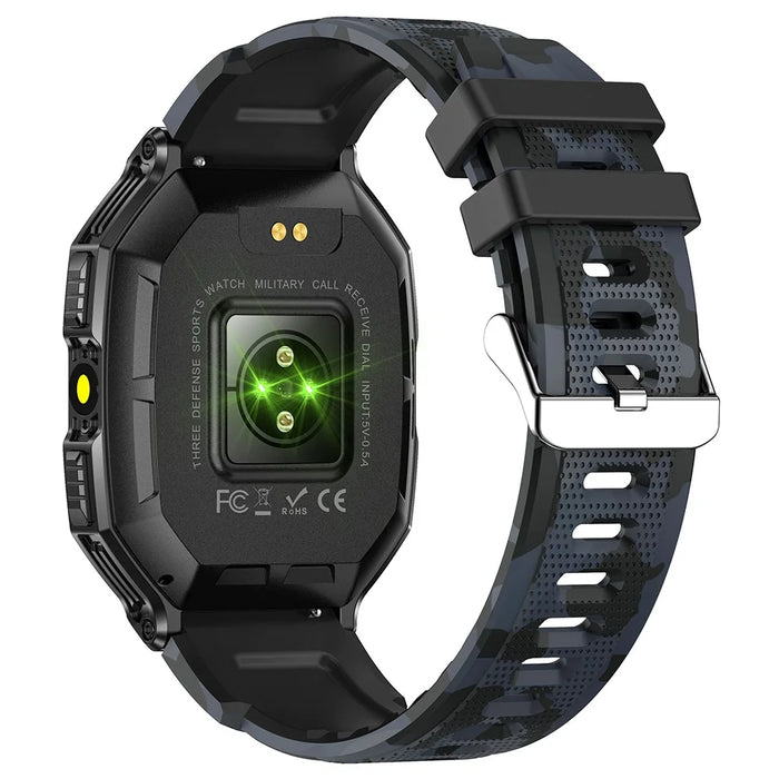 KR82 Waterproof Men's Wrist Bracelet Flashlight 2.1-Inch Screen Smart Watch for Outdoors - Black+Blue - 3