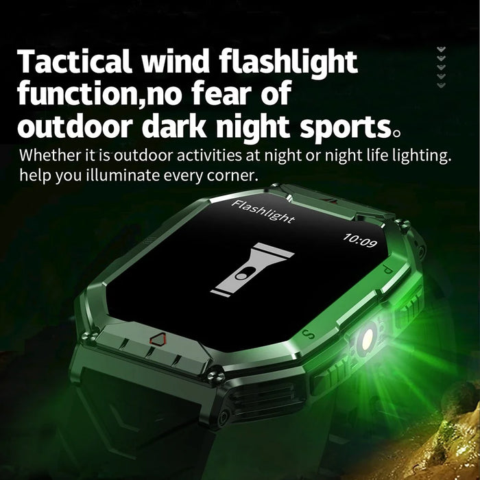 KR82 Waterproof Men's Wrist Bracelet Flashlight 2.1-Inch Screen Smart Watch for Outdoors - Black+Blue - 5