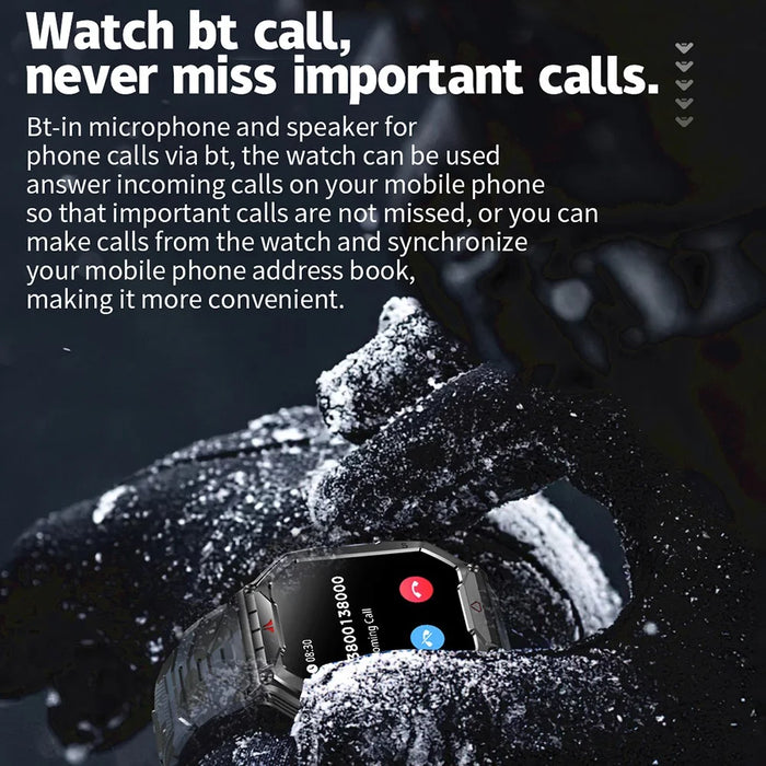 KR82 Waterproof Men's Wrist Bracelet Flashlight 2.1-Inch Screen Smart Watch for Outdoors - Black+Blue - 6