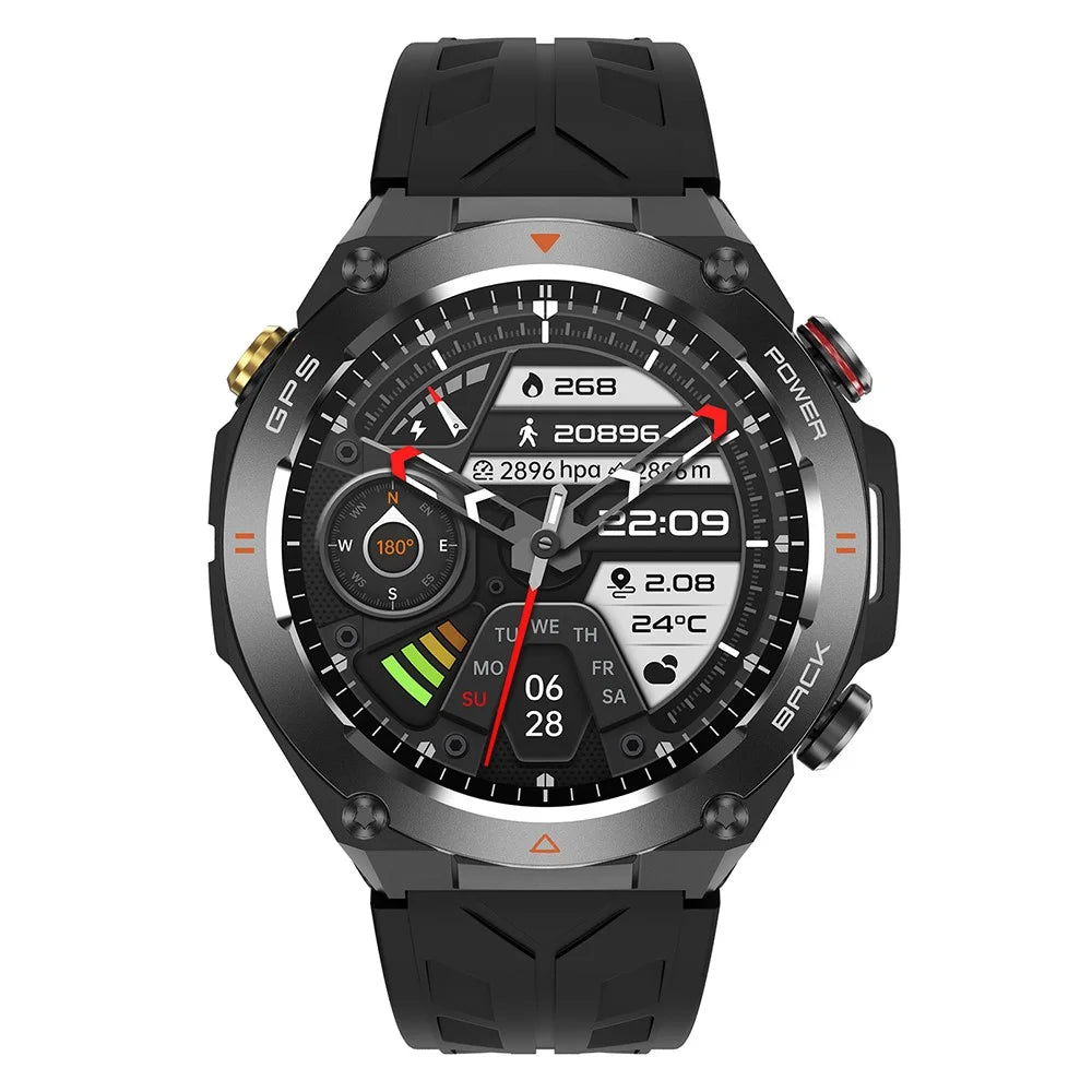 KC82 Altitude Air Pressure Compass Function Men Smart Watch Waterproof Bluetooth-compatible Call GPS Outdoor Sports Watch - Black - 2