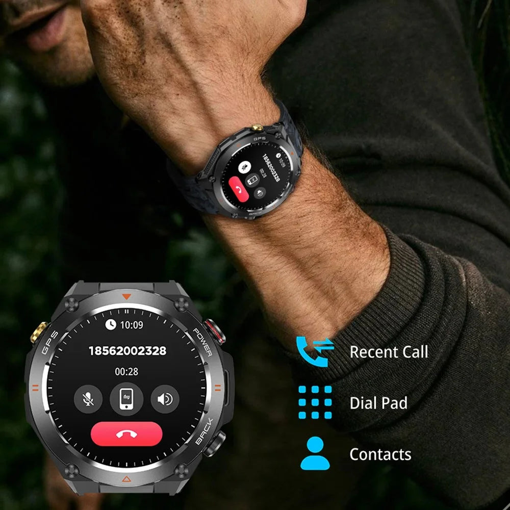 KC82 Altitude Air Pressure Compass Function Men Smart Watch Waterproof Bluetooth-compatible Call GPS Outdoor Sports Watch - Black - 4