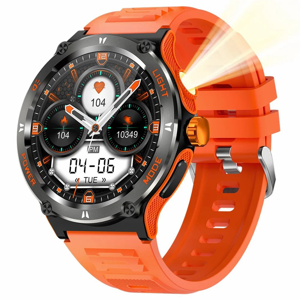KT76 3ATM Waterproof Health Monitor 1.53-inch Bluetooth-compatible Smart Watch with Flashlight - Orange - 1
